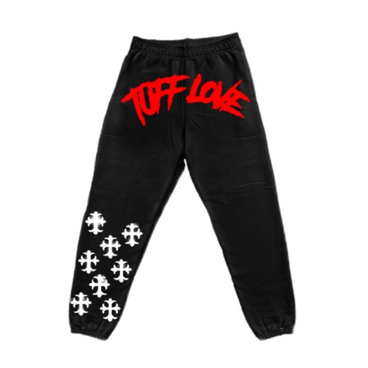 Black/Red Tuff Love Sweatpants
