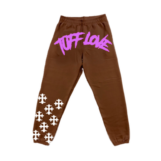 Brown/Pink Tuff Love Cross Sweatpants