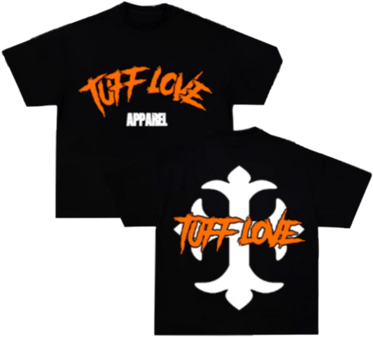 Black/Orange Tuff Love Cross Shirt