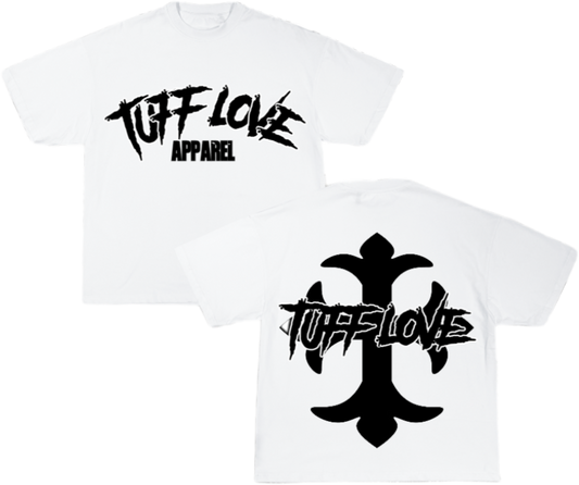 White/Black Tuff Love Cross Shirt