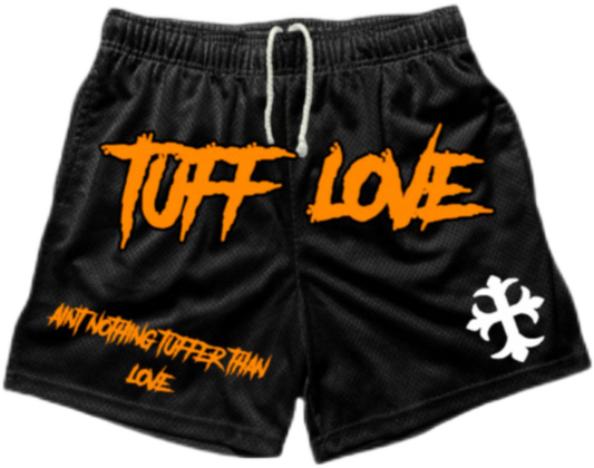 Black/Orange Tuff Love Cross Shorts
