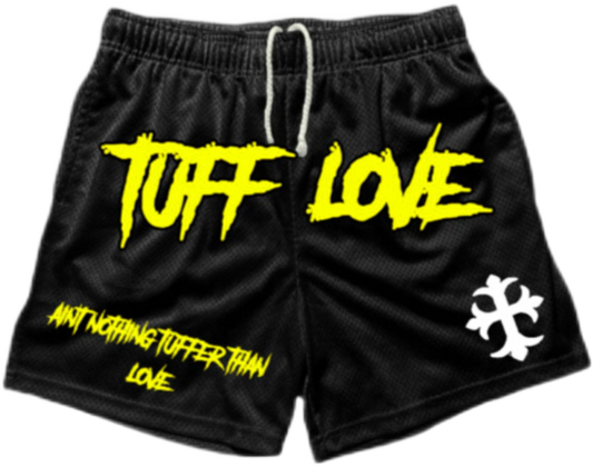 Black/Yellow Tuff Love Cross Shorts